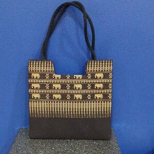 Chic Black and Gold Elephant Pattern Tote